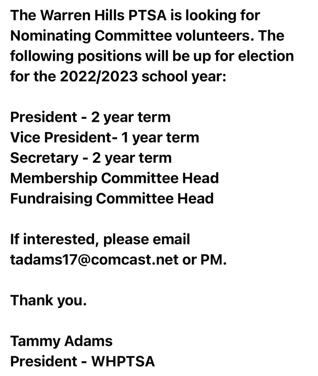 Warren Hills PTSA (@ptsahills) on Twitter photo 