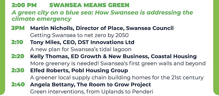 ✨ Only 1 Day To Go ✨

2PM - 3PM 

Join Martin Nicholls from <a href="/SwanseaCouncil/">Swansea Council</a>, Tony Miles from <a href="/DSTInnovations/">DST Innovations</a>, Kelly Thomas from @CoastalHousing, Elfed Roberts from @poblgroup &amp; Angela Bettany from  <a href="/roomtogrowwales/">#RoomToGrowWales</a> join them on the main stage and let's talk #GoGreen!