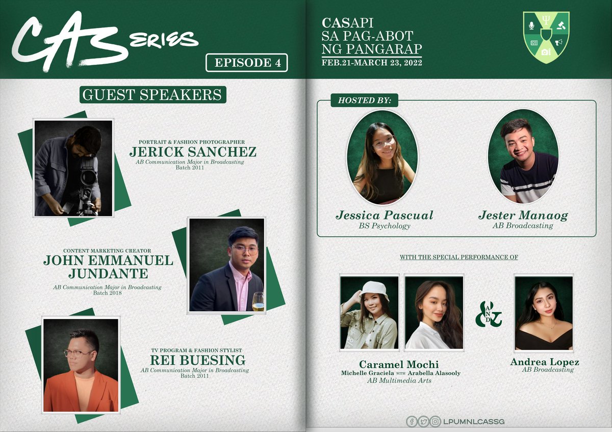 Hep, Hep, Hooray!

Kumusta, CASmates? Do you enjoy the Last Episode? Nabitin ka ba? Don't worry there’s more as we come to the last but not the least episode of our CASeries Podcast, we surely give you more this Friday💚

#CASapiSaPagAbotngPangarap
#CAseriesPodcast