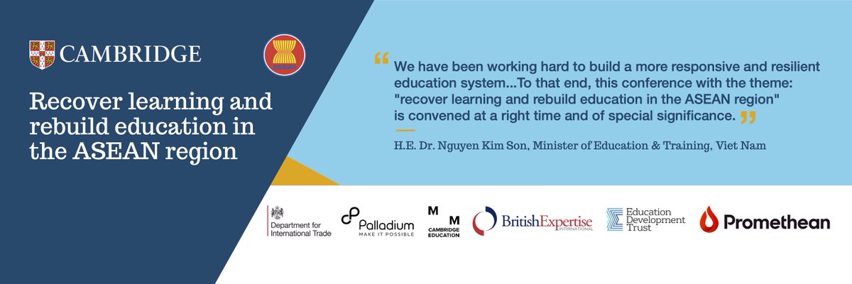ASEAN's tweet photo. Two years after COVID-19 first affected the quality of education for 152M+ children in Southeast Asia, leaders and specialists discuss learning loss, accelerated learning, access and resilience in education #EducationASEAN #ASEAN @CambridgePfE @BritExpertise @EdDevTrust https://t.co/B0ac5Lm9vn