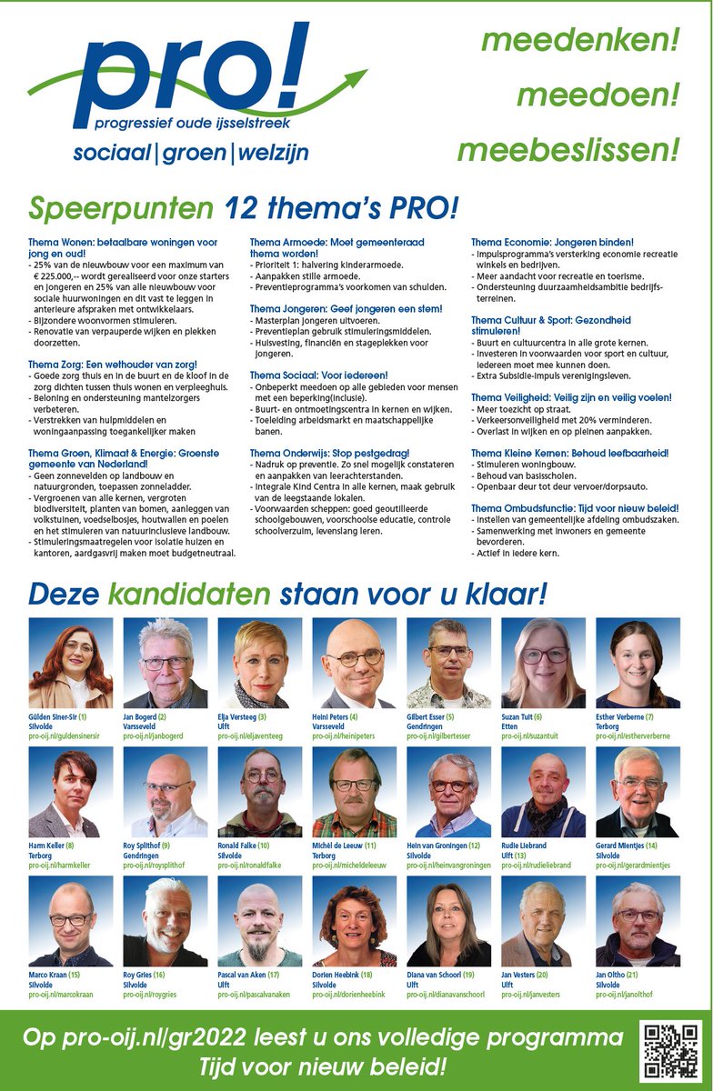 Stem PRO! Lijst 6
Voor o.a. aanpak van wonen, zorg, groen, klimaat, jongeren, armoede en meer!
Wij staan voor u klaar!
🔗pro-oij.nl
Dank voor uw steun!

#meedenken #meedoen #meebeslissen 
#burgerweercentraal
#tijdvoorvernieuwendbeleid