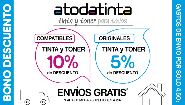 Atodatinta's tweet photo. Atodatinta te hace un regalo:
10% Dto. en COMPATIBLES y 5% Dto. en ORIGINALES + GASTOS DE ENVIO GRATIS*.
*Para Compras superiores a 29 €. 
*OFERTA VÁLIDA: 16, 17 y 18/03/2022
HAZ TU COMPRA EN: https://t.co/a4jCQiYaao
Introduce tu código para obtener tu regalo: ATT2022 https://t.co/brFo407xTF