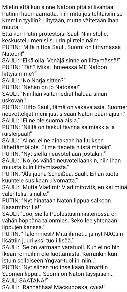 Kun Suomi liittyy Natoon Kremlin tyyliin 🤣🤣🤣