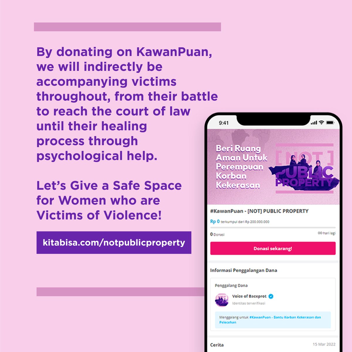 baceprotvoices's tweet photo. We are happy to announce that we are working together with @kitabisacom - #KawanPuan in an effort to be present for our fellow women who are victims of violence. Stand with us by donating to: https://t.co/duQqPBfTaz
✊✊✊
#NOTPUBLICPROPERTY https://t.co/x3ofvCeIy0