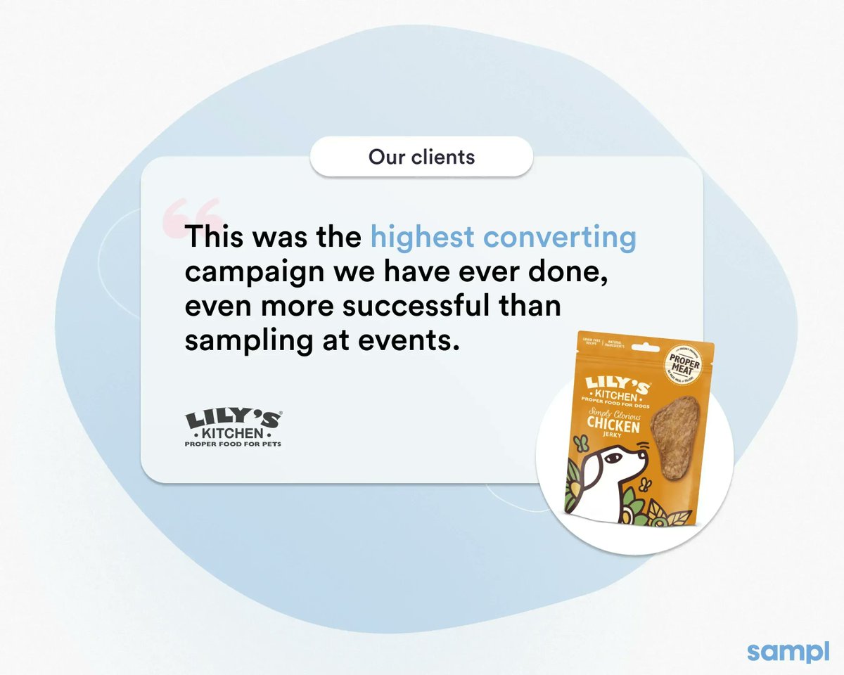 sampltech's tweet image. We loved working with Lily's Kitchen for this project, which targeted #PetParents. Our thanks to Lily's Kitchen for the kind words. 

#ProductSampling #OnlineSampling #CaseStudy #Samples #ProductSampling