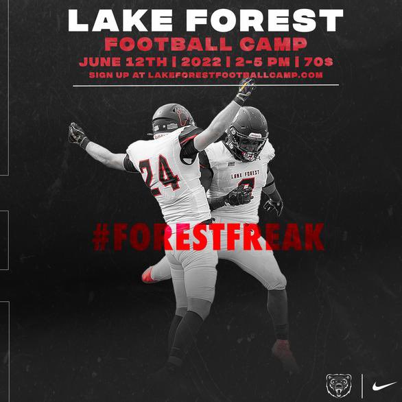 40% capacity. 30+ colleges already committed to attend. Come show out! lakeforestfootballcamp.com