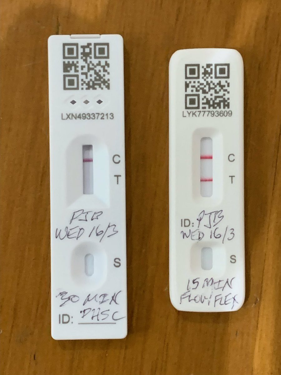 Rather like Schrödinger’s cat it appears that you can be positive and negative simultaneously (husband’s test this morning at day 6).  I am still double positive though ….