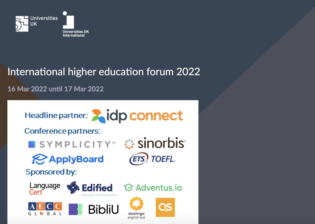 🎉Today we welcome our partners, sponsors, speakers and delegates to the International higher education forum 2022!  

Share and follow the highlights using the hashtag #IHEF22, and follow <a href="/UUKevents/">Universities UK Events</a> and <a href="/UUKIntl/">Universities UK International</a>