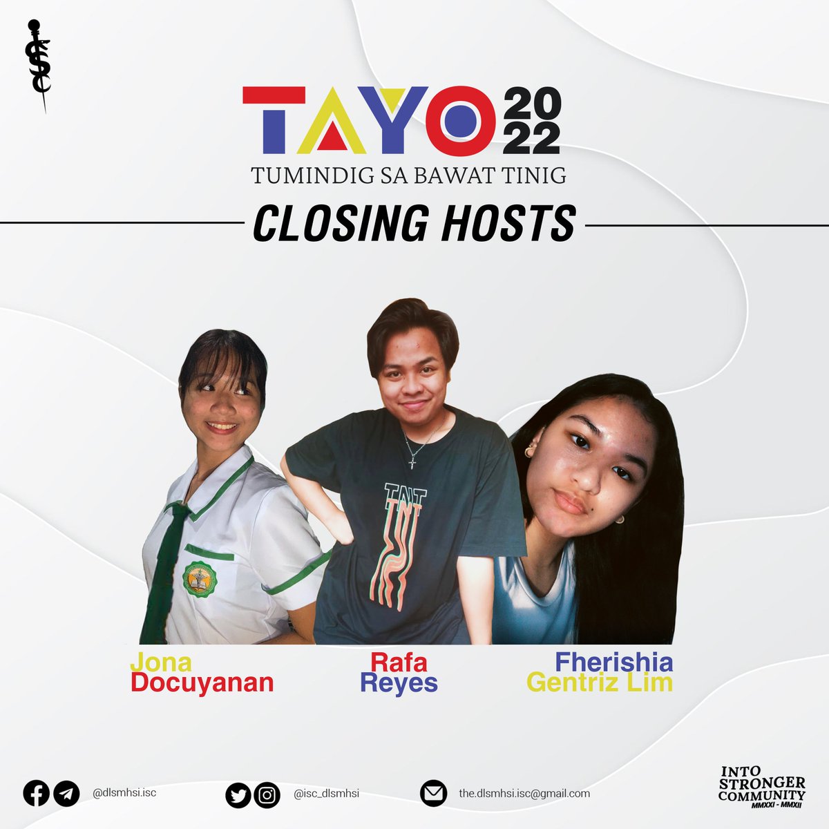 isc_dlsmhsi's tweet image. Get to know the hosts and moderators of our events and segments for this year&apos;s Lasallian Days celebration!

Graphics by Hanney Urbanozo

#Tayo2022
#IntoStrongerCommunity 
#ISC2021