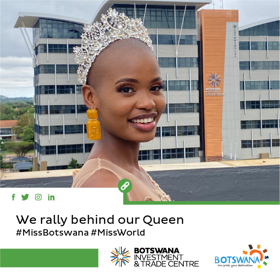 OfficialBrandBW's tweet photo. Today is the day, the world crowns a queen and we’re all behind our queen, Palesa Molefhe in her moment. Drop a queen emoji 👸🏽 and a Botswana flag 🇧🇼  in the comments to show your support. #Pusha #Botswana https://t.co/FTFYffzMJc