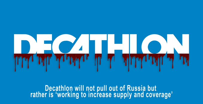 ItAr4Eu's tweet photo. #decathlon still in #russia , fo @decathlon money matters more than #humanlifes . #BoycottDecathlon https://t.co/Q3oBQAhr2R