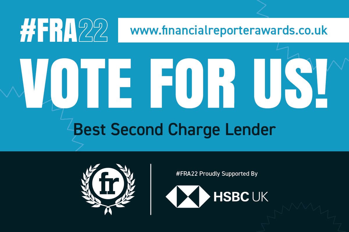 Voting for the 2022 Financial Reporter Awards is now open!🏆
We'd be very grateful if you took a minute to vote for us as 'Best Second Charge Lender'. Vote here👉financialreporterawards.co.uk/vote 
#FRA22