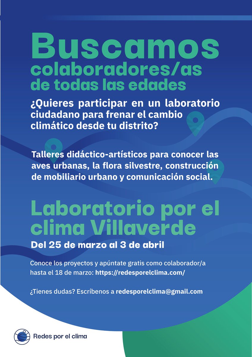 Compartimos el programa de actividades paralelas del laboratorio de ciencia ciudadana impulsado por la plataforma #redesporelclima en Villaverde: talleres de flora silvestre, de comunicación digital, de radio y un paseo por la memoria del arroyo Butarque
redesporelclima.com/laboratorios/a…
