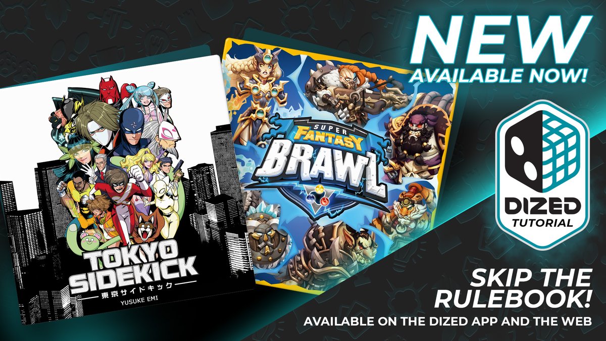 getDized's tweet image. Today we have not just one, but TWO awesome play-along tutorials! There&apos;s Super Fantasy Brawl from @MythicGamesMG and Tokyo Sidekick from @JapanimeGames. Both are fantastic titles and definitely worth getting, especially with the brand new Dized tutorials! 😁

#dized #boardgames