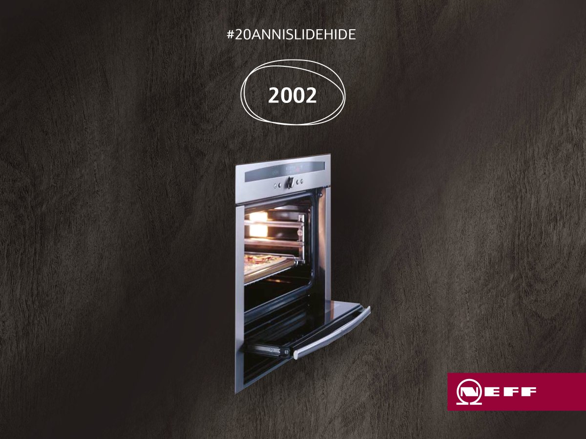 NeffChannel's tweet photo. #20AnniSlideHide 📅 Anno 2002: NEFF lancia Slide&amp;Hide®, il primo forno con la porta a scomparsa. Slide&amp;Hide® è un nuovo modo di vivere la cucina, che mette al centro le persone e la loro ispirazione. Eliminando l’ingombro della porta, si ottiene la massima libertà di movimento! https://t.co/dvTHWuw84N