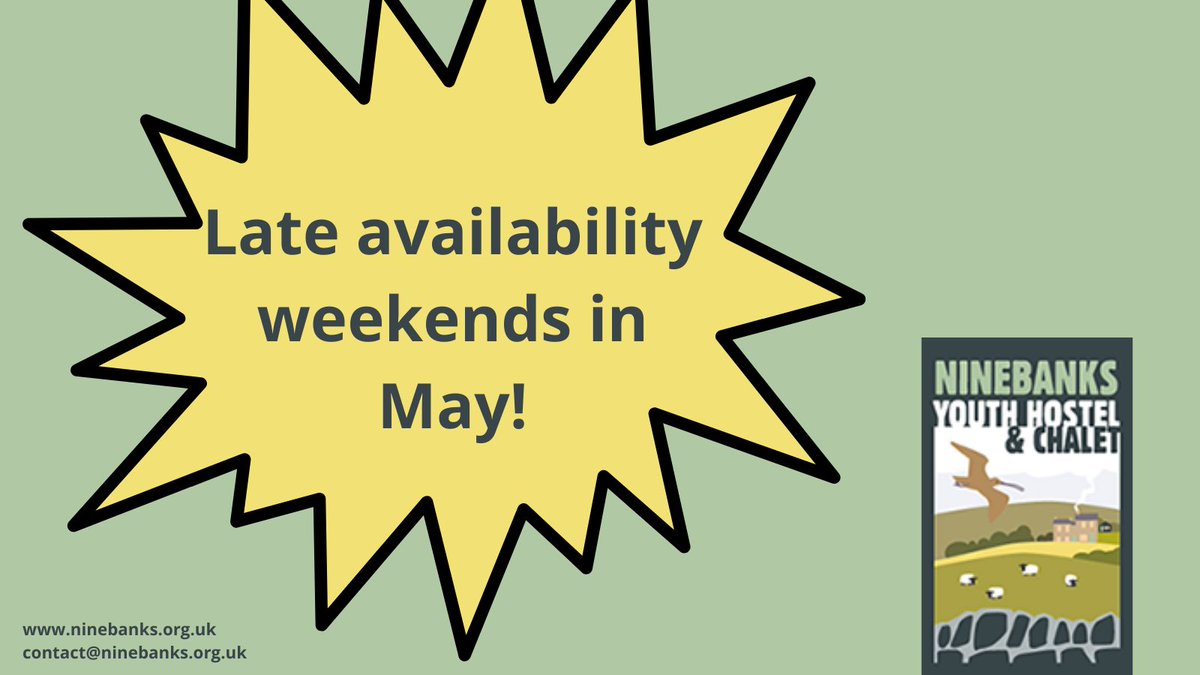 Most unusually we still have availability for some weekends in May!
Get in touch if you would like to plan a spring trip to Ninebanks, but be quick, we expect these weekends to fill up quickly.
#YHA #IHUK #NorthPennines #Ninebanks