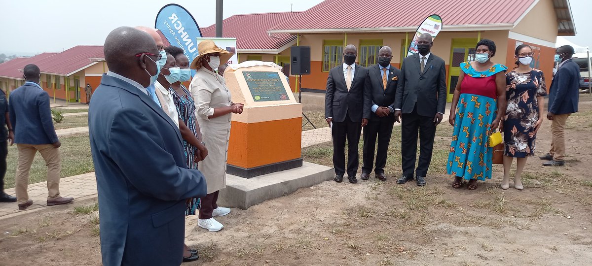 fca_uganda's tweet photo. We are very honored to have the first lady and Minister of @Educ_SportsUg  @JanetMuseveni officially commission Bukere Secondary School. We constructed the school with funding and support from @StatePRM, @UNHCRuganda #EducUG #WithRefugees https://t.co/mVrgU3CHDb