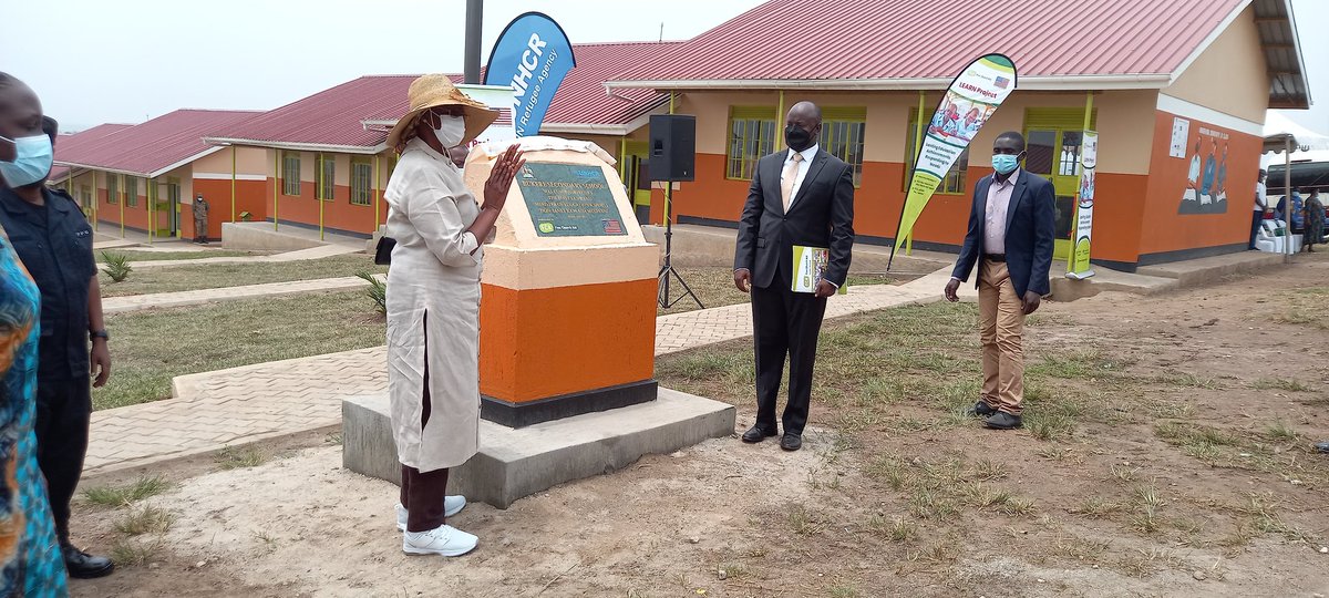 fca_uganda's tweet photo. We are very honored to have the first lady and Minister of @Educ_SportsUg  @JanetMuseveni officially commission Bukere Secondary School. We constructed the school with funding and support from @StatePRM, @UNHCRuganda #EducUG #WithRefugees https://t.co/mVrgU3CHDb