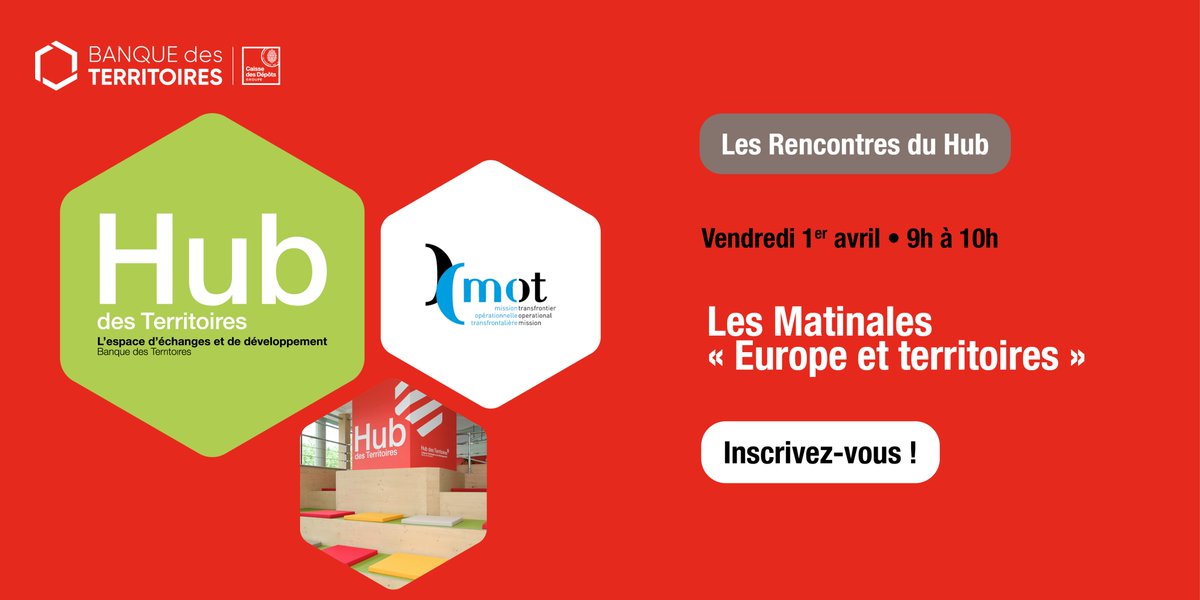 L'#AgendaDuHub glisse sur l'agenda de la #PFUE2022 et vous invite pour "Les matinales Europe &amp; Territoires" ! 🇫🇷 🇪🇺 
La première est très bientôt : rendez-vous le 1/02 pour échanger sur les financements européens dans les territoires 👉 bit.ly/3q56bFN
#HubDesTerritoires