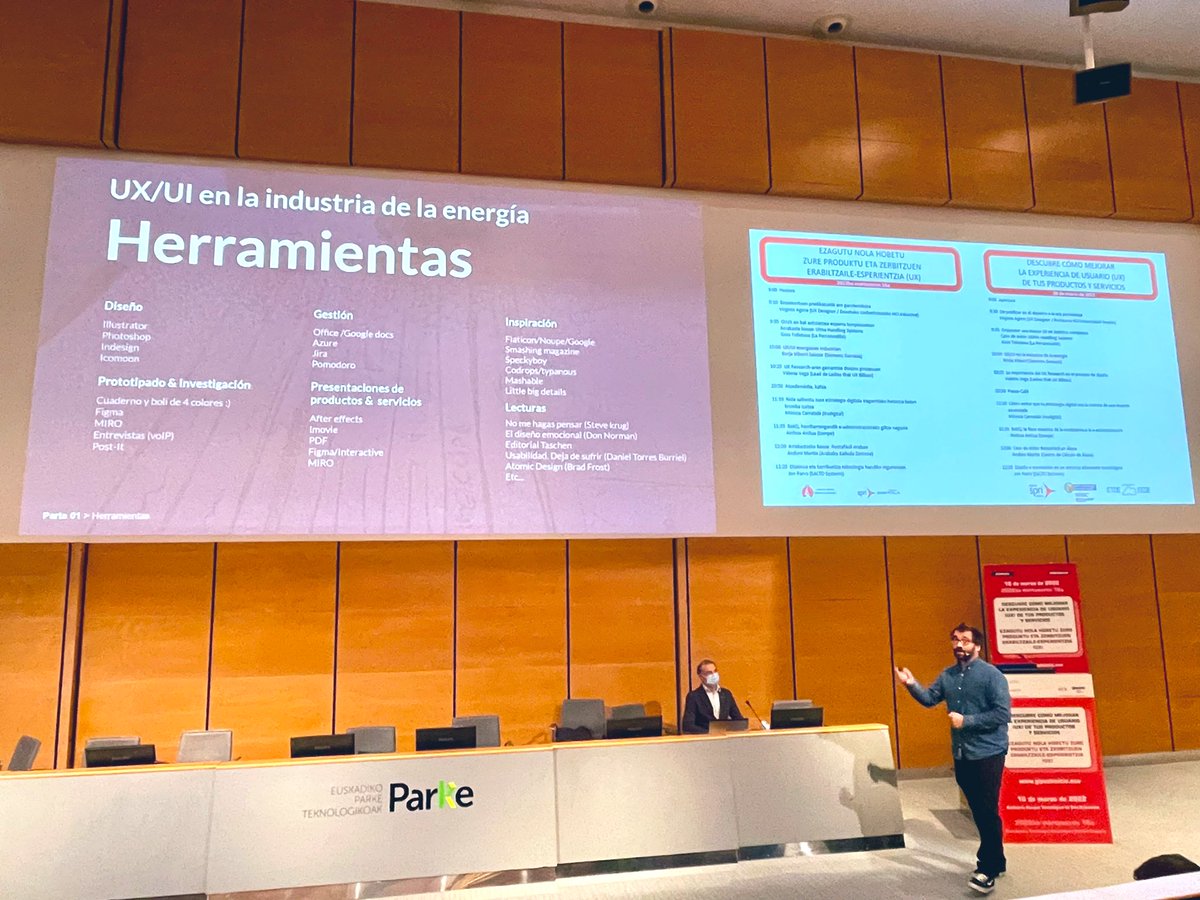 Seguimos con Borja Iriberri (<a href="/bortx80/">Borja Iriberri</a>) de @SiemensGamesaES: “UX/UI en la industria de la energía”. #ux #uxdesign