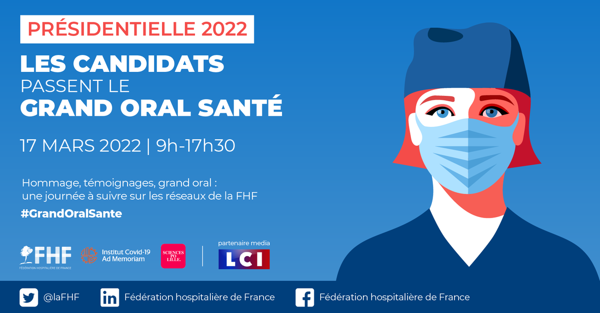 laFHF's tweet photo. 🔴 J-1 avant le #GrandOralSante : tous les candidats #Presidentielle2022 seront présents pour débattre avec les acteurs de la #sante et de l'#autonomie… ou presque.
Cher @JLMelenchon, il ne manque plus que vous : venez à la rencontre des blouses blanches demain ! https://t.co/XXBRJvFFOE