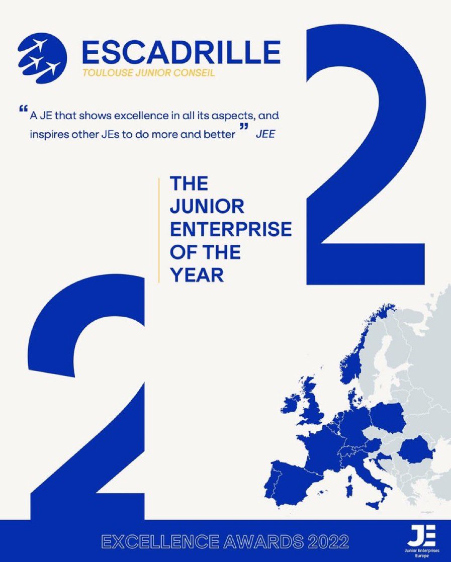 Félicitations à <a href="/ESCadrilleTlse/">ESCadrille Toulouse Junior Conseil</a>, la junior entreprise de <a href="/tbs_education/">TBS Education</a> - élue junior entreprise européenne de l’année ! 👏🏻 
Avec <a href="/jlmoudenc/">Jean-Luc Moudenc</a> nous saluons votre engagement et cette belle récompense méritée !