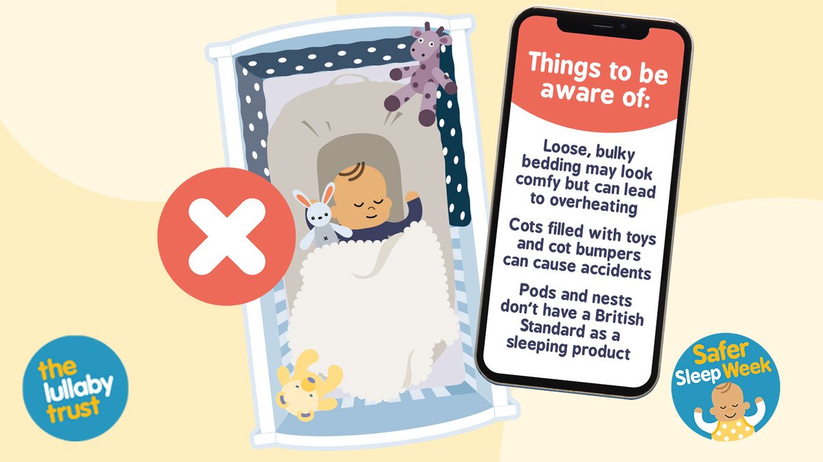 LullabyTrust's tweet photo. The cot on the left might look ‘pretty’ but these sorts of sleeping spaces shown regularly on social media aren’t recommended for your baby. It’s vital that you keep your baby's sleep space as clear as possible to reduce the risk of SIDS #letskeepitclear #safersleepweek https://t.co/O7o4AhLOtj