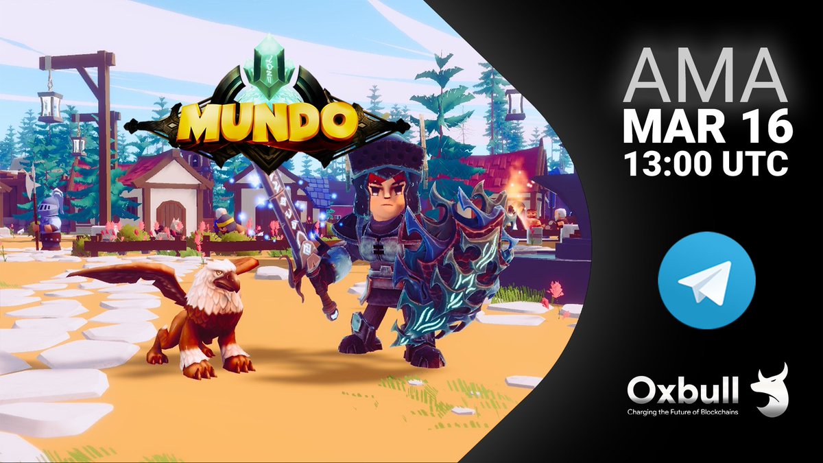 Oxbull5's tweet photo. Join us today @ 1300UTC for an AMA Session with @mundo_mmorpg !

Like, share and Respond to this twitter post with questions for the team &amp; stand a chance to be one of the 6 people who will walk away with 50 BUSD each!

Join the AMA here: https://t.co/dkzGiSEnRE https://t.co/TI56EkqS7b