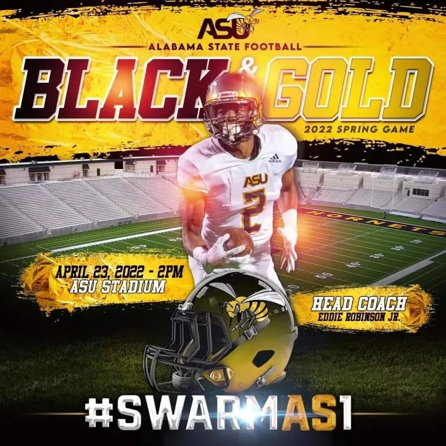 neckbone1's tweet photo. Bama State Football returns! Join us in the New ASU Stadium for a day of inter-competion and entertainment. The game is free and Text ALL GOLD to 41444 for tickets to postgame party!

@BamaStateSports 
@swarmas1 
@erob50 
@RYSASU 
https://t.co/x3iWvqhPlJ

https://t.co/qxDy8rvXER https://t.co/OzJ2IwMU7O