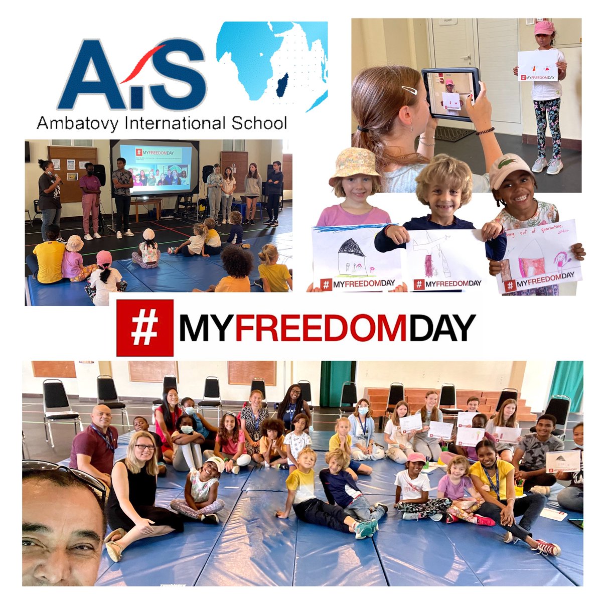 AmbatovyIS's tweet photo. Students at Ambatovy International School in Madagascar reflect on, create art and share “Freedom to me is” #MyFreedomDay is a day-long student-driven event to raise awareness of modern slavery around the world. #AmbatovyIsEducation #ISSEdu @ISSCommunity @CNNFreedom @CNN #educhat https://t.co/7J0VjiEOAH