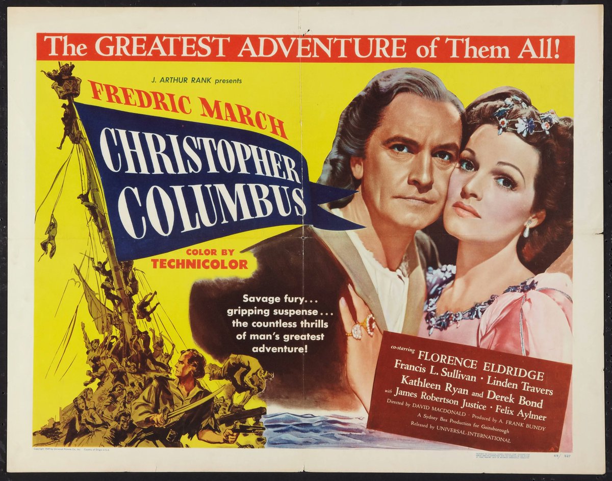 TalkingPicsTV's tweet photo. #FredricMarch is CHRISTOPHER COLUMBUS (1949) #TPTVsubtitles 11:55am with #FlorenceEldridge #FrancisLSullivan https://t.co/cdjUG5IHcx