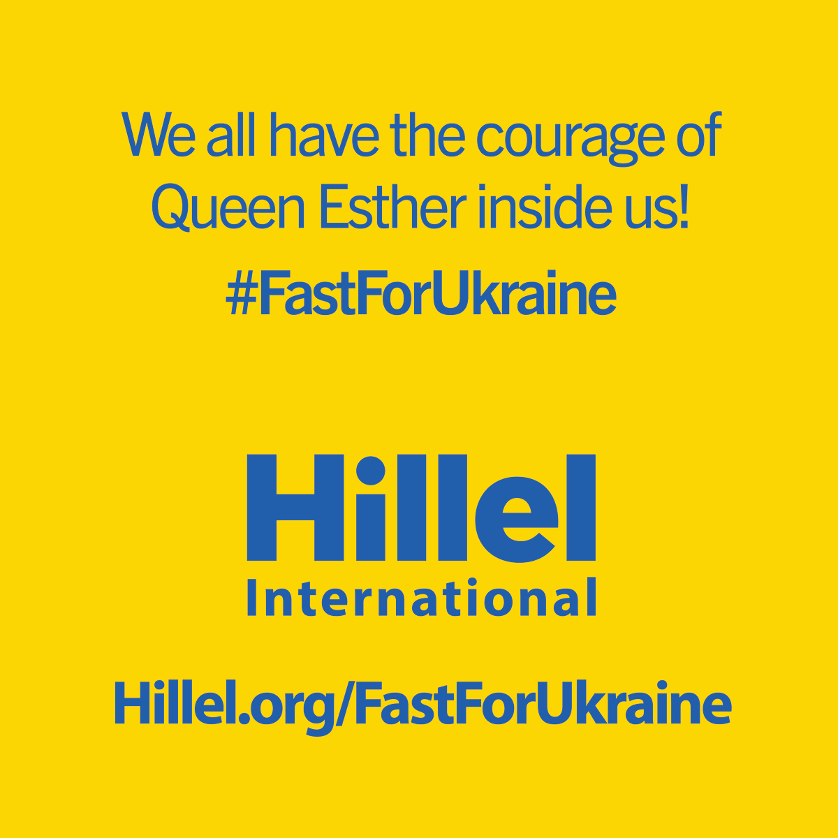 HillelIntl's tweet photo. Today, on the day leading into Purim, we are channeling Queen Esther and taking action in three meaningful ways to support the people of Ukraine.✊

Fast, donate, or share in solidarity with Ukraine–– visit https://t.co/gWMvtUmJh3 to learn more. 

#FastForUkraine https://t.co/QyUkKvi9zS