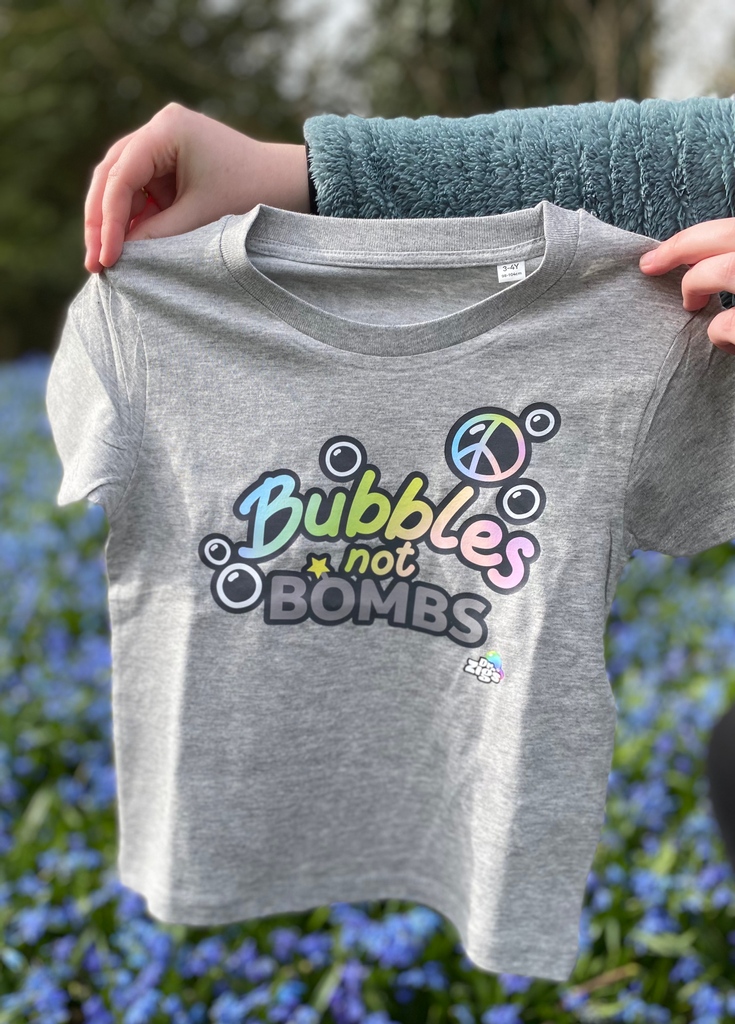 DrZigs's tweet photo. Did you know our #BubblesNotBombs t-shirts come in children's sizes? We have been deeply moved by all of your orders. Keep them coming, and together we will make a difference.

https://t.co/GsVW7WMR9i https://t.co/V15Ol1f9pC