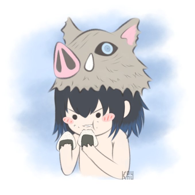 kony doodlesさんがTwitterに投稿した嘴平伊之助(鬼滅の刃)のイラスト。
