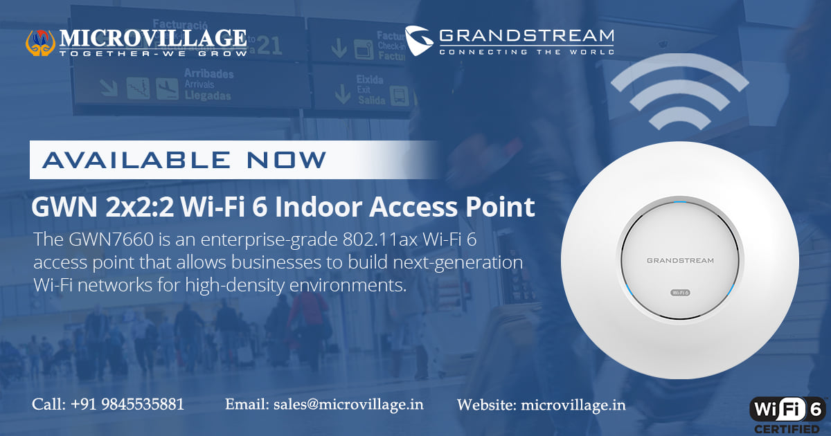 micro_village's tweet image. GWN 2×2:2 Wi-Fi 6 Indoor Access Point !
The GWN7660 offers dual-band 2×2:2 MU-MIMO with DL/UL OFDMA technology and a sophisticated antenna design for maximum network throughput and expanded Wi-Fi coverage range. 

bit.ly/3tCRb4z

#GWN7660 #Wifi6 #indooraccesspoint