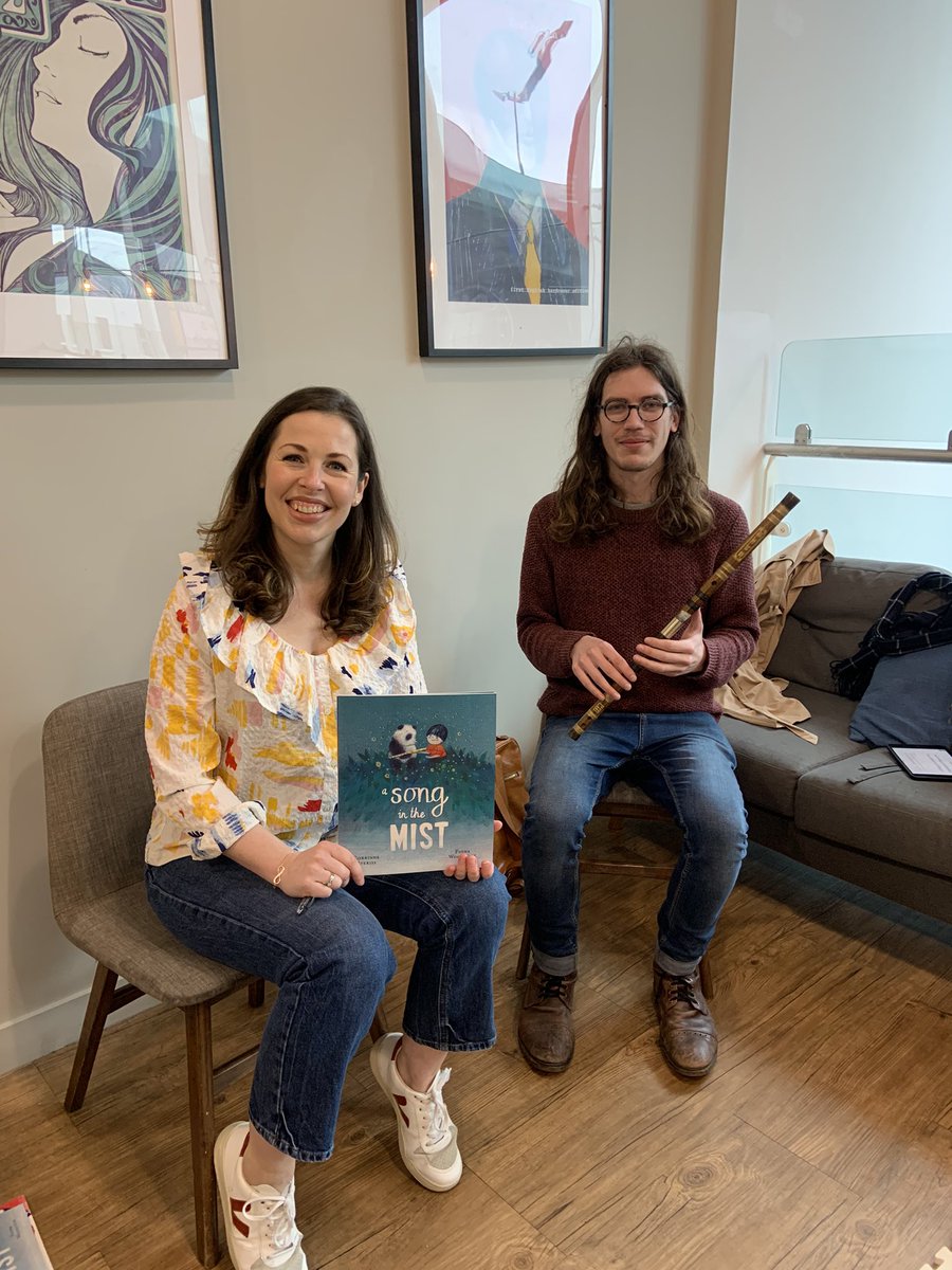 LizScottPR's tweet image. The stage is set at @WaterstonesAlty for #ASongInTheMist Storytime with @CorrinneAveriss accompanied by @PartridgeSamuel on flute.