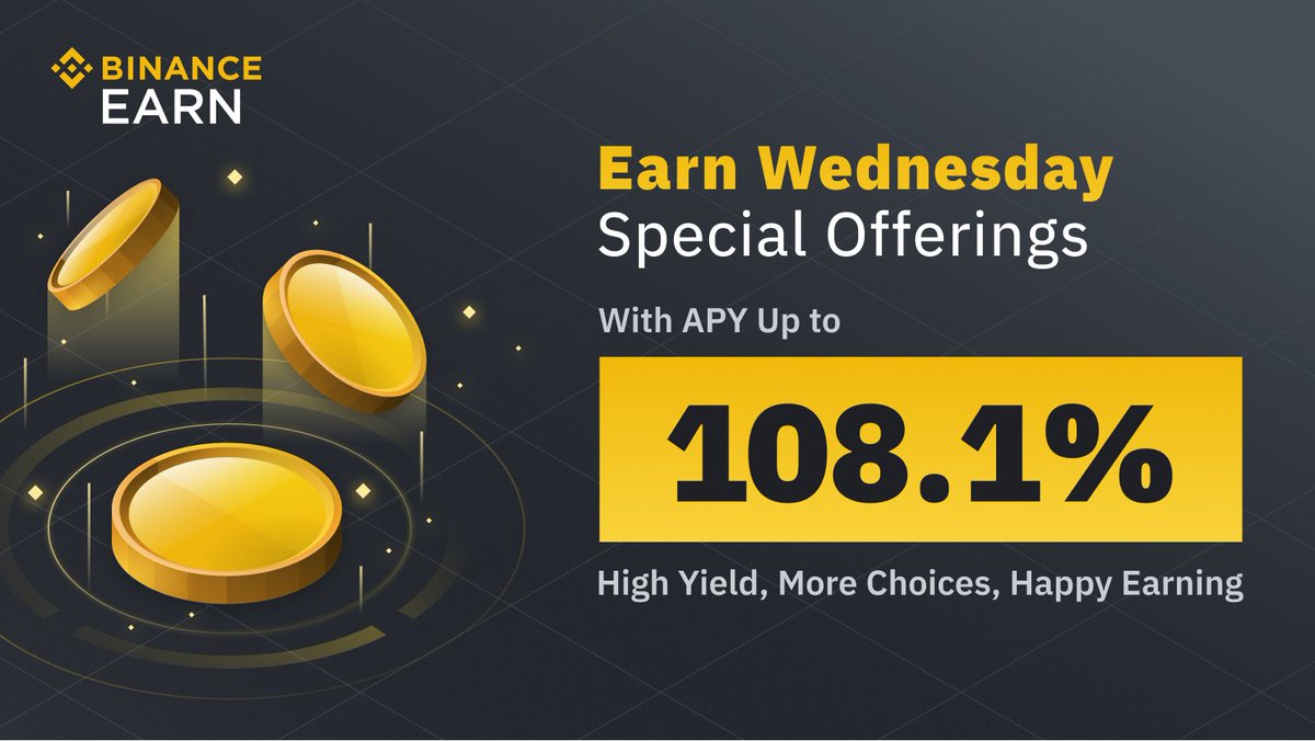 Enjoy high-yield offers on Wednesdays with #Binance Earn! 

Don't miss out ➡️ binance.com/en/support/ann…