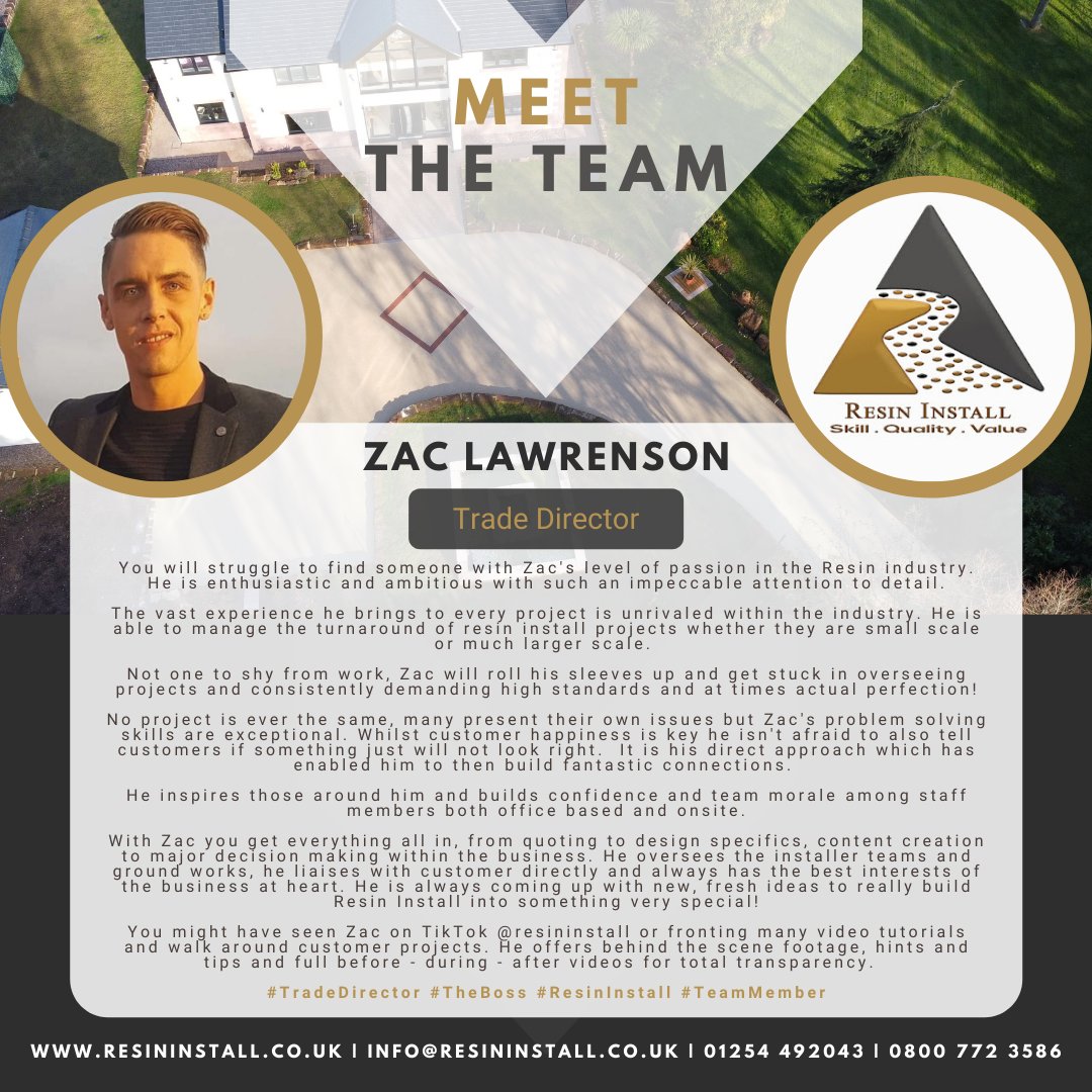 ResinInstall's tweet image. ✨MEET THE TEAM✨We are giving a unique insight into the people behind the business here at Resin Install. The lovely team that make amazing things happen. 

#MeetTheTeam #InsideTheBusiness #TradeDirector #SayHello #ResinInstall