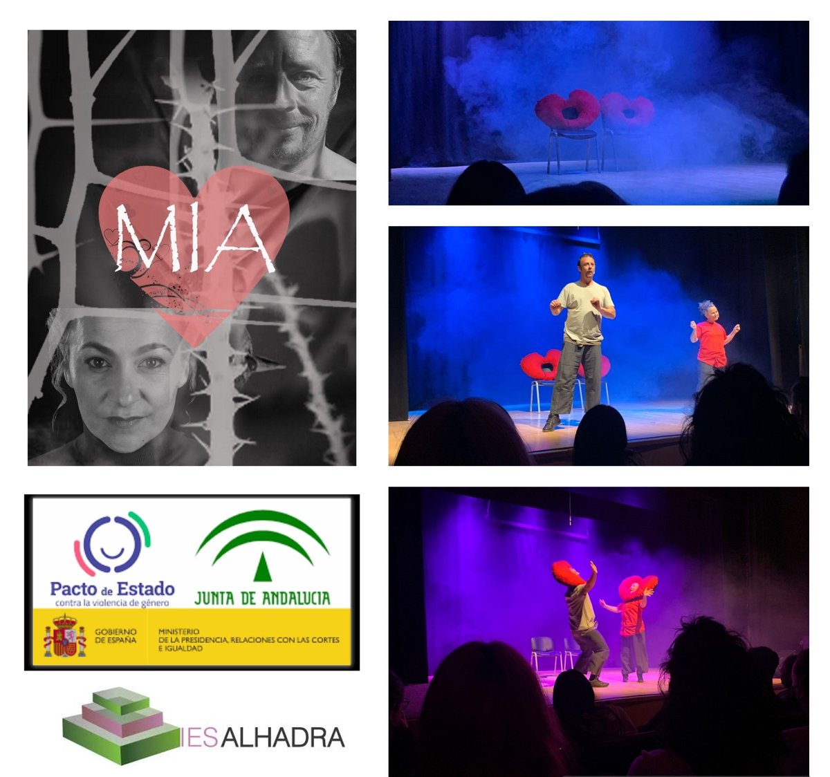 IreneRoj's tweet photo. 👉 Ayer asistimos a la EMMA para disfrutar de la obra teatral 'MÍA', de la compañía Delírica, sobre prevención de violencia de género en la pareja. #APSD #PROMIG #ASCT #TISOC @IAlhadra #pactodeestadocontralaviolenciadegenero @eduKalmeria @IgualdadAND https://t.co/gMIj6tY3sz