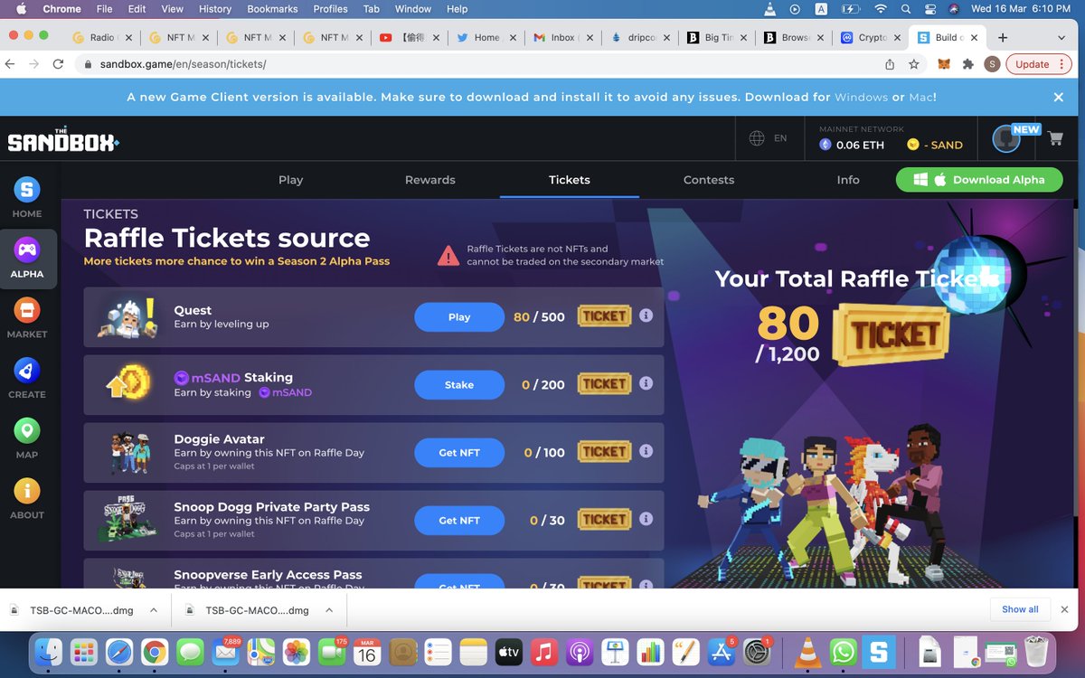 lafetedu's tweet photo. @TheSandboxGame I just participated in the daily #SandboxAlphaS2Contest for a chance to earn up to 1,000 $SAND! Starting March 14 -  Show your Raffle Tickets. Check out my screenshot below! 👇 #SandboxAlphaS2 https://t.co/JLIKwXgMok