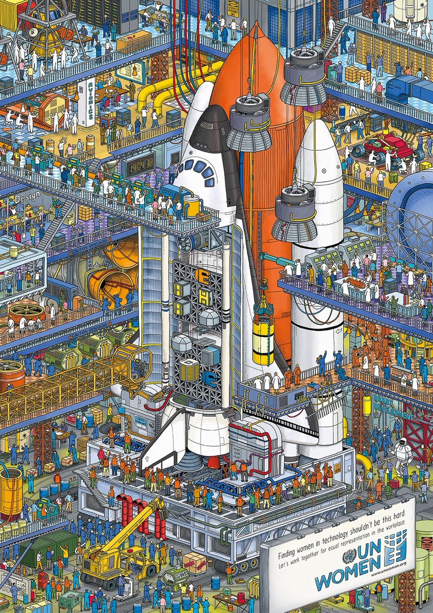 cleo_cosens's tweet photo. Yesterday Carrie Rose posted the 2017 UN women's 
Where's Wally style campaign that conveys the message of gender inequality in the tech, sciences, &amp; political sectors. It's a fun campaign but sad to see that 5 years later...that yes we're moving positively but still not enough. https://t.co/aveW9NCD7k