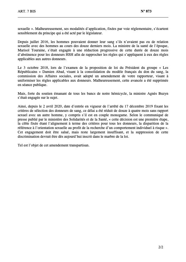 4 ans d’un combat sans relâche pour que les HSH ne soient plus injustement exclus du don du sang. Aujourd’hui, la mesure entre vigueur. Merci à la 100aine de collègues parlementaires avec qui j’ai partagé ce combat. #dondusang #dondusangpourtous