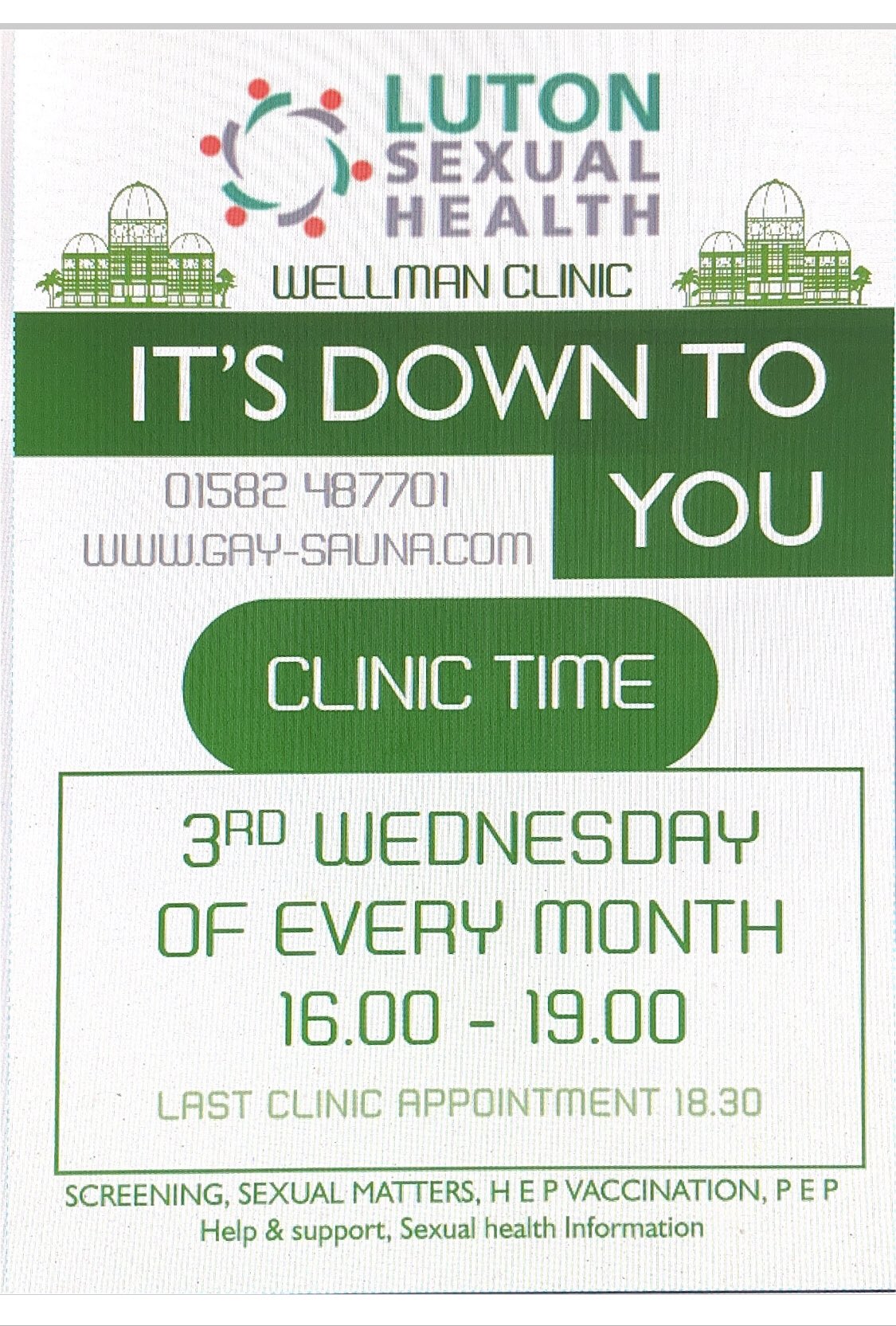 The Greenhouse sauna on Twitter "The clinic is back LutonSH pop down
