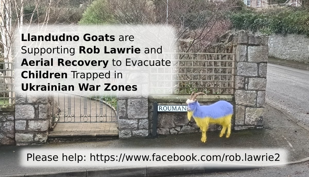 narci55u5's tweet image. #Llandudno #Goats are Supporting Rob Lawrie and @aerial_group to Evacuate
#Children Trapped in Ukrainian War Zones #ukraine Please help: facebook.com/rob.lawrie2