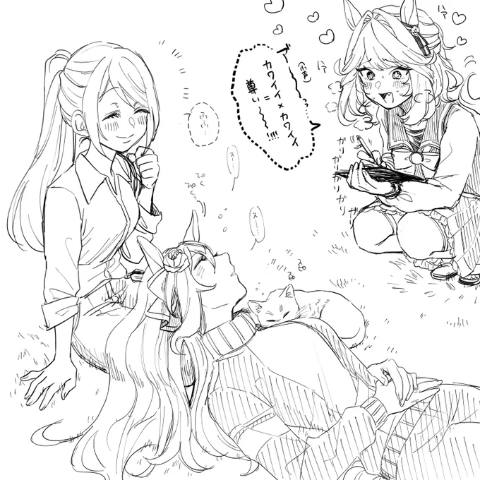 尊い場面に遭遇して我慢できず筆を走らせるアイビーケアちゃん 