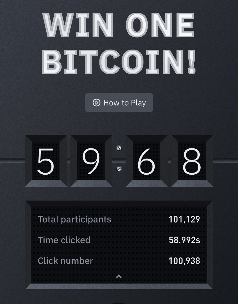Vasilyfinsky's tweet photo. One Bitcoin game ❤️‍🔥 #Binance #BitcoinButton #bitcoin https://t.co/zELlNs4xxU