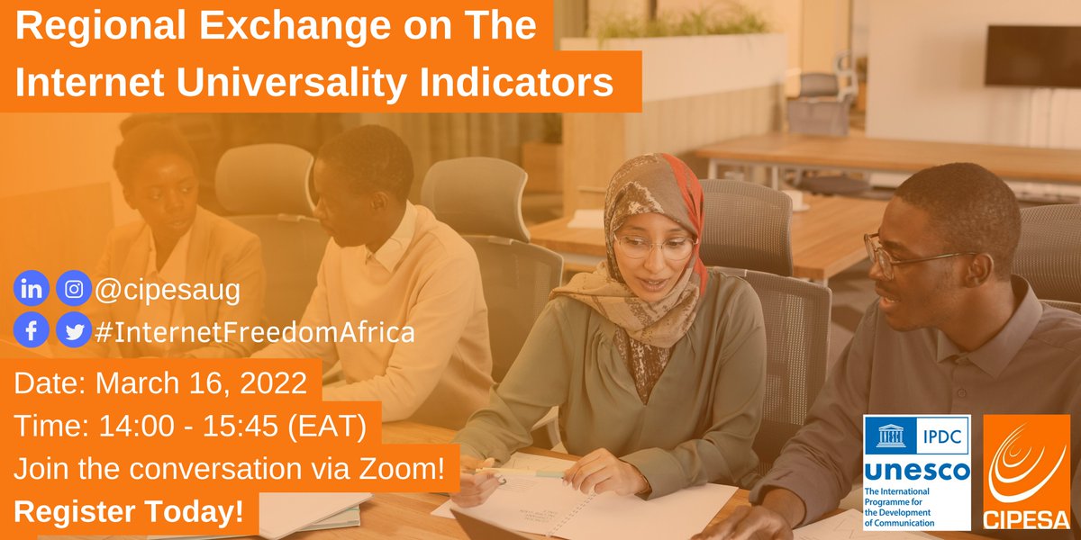cipesaug's tweet photo. 📢📢Interested in the #ROAMX principles? Today best practices will be shared from #Benin🇧🇯, #Ethiopia🇪🇹, #Ghana🇬🇭, #Kenya🇰🇪, #Niger🇳🇪 &amp; #Senegal🇸🇳 A similar exercise will be conducted for  #Cameroon🇨🇲 #Somalia🇸🇴 #Namibia🇳🇦 #Malawi🇲🇼 #Uganda🇺🇬? 

Agenda👉🏾https://t.co/9auHXGpE0j https://t.co/OnEIoiWM3O