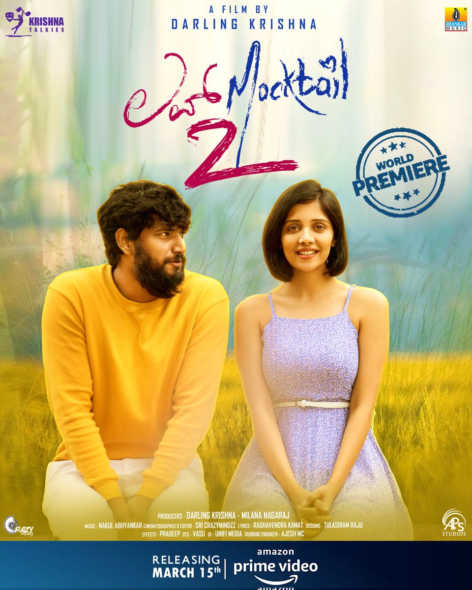 #Lovemocktail2 
<a href="/darlingkrishnaa/">Darling Krishna</a> <a href="/MilanaNagaraj/">Milana</a> 
Very cute &amp; lively movie.
Have to appreciate every little things incorporated.
Director Darling Krishna has made sure to uphold the beauty of a women &amp; presented them perfectly.
Very good screenplay with no loose ends
Kudos to both