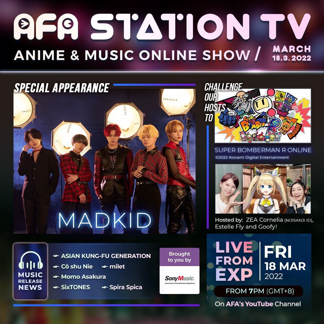 Anime Festival Asia (AFA) on X: Challenge our MCs at SUPER BOMBERMAN R  ONLINE! What's more, you can also catch a special interview with MADKID --  best known for their songs for