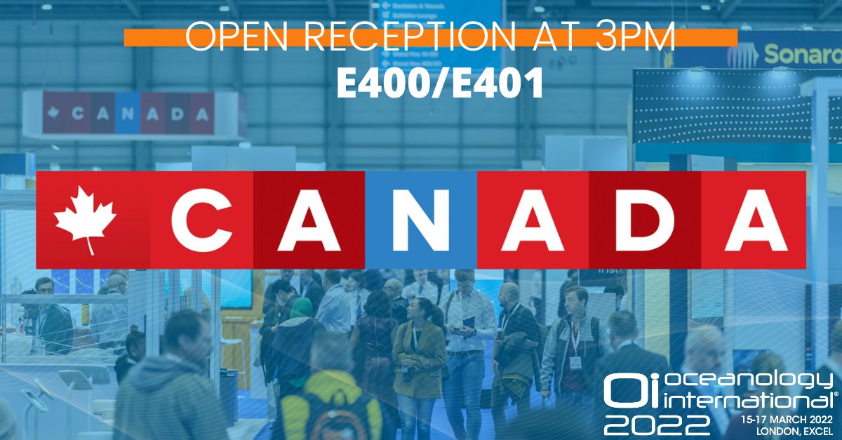 #Canada is a world leader in Ocean Technology &amp; is host to innovative companies from across the country! Stop by their fantastic stand (E400/401) at 3pm for their open reception, it's a perfect opportunity for you to connect with your international industry colleagues! #Oi
